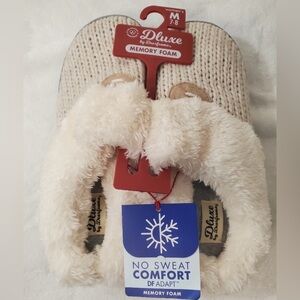 NWT Sealed Dluxe by Dearfoams Memory Foam Slippers w/ Hard Bottom Size M or 7/8
